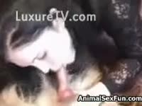 [ Bestiality Porn Video ] Just 18 brunette hair trying beastiality sex out